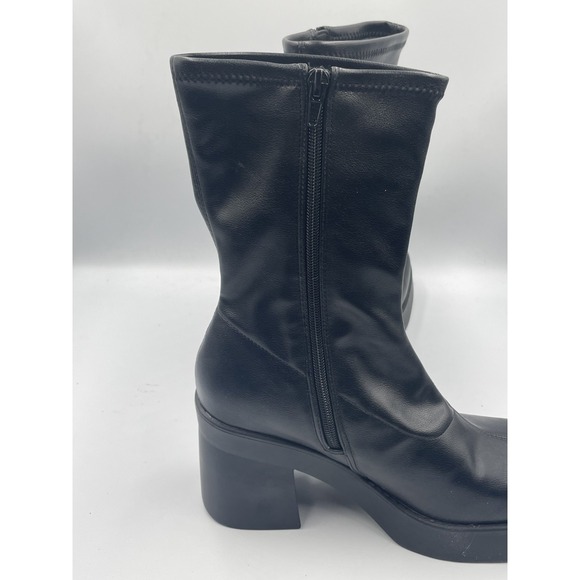 Steve Madden Katrina Boot Women 8.5M Black Square Toe Block Heel Platform Bootie - Picture 7 of 13